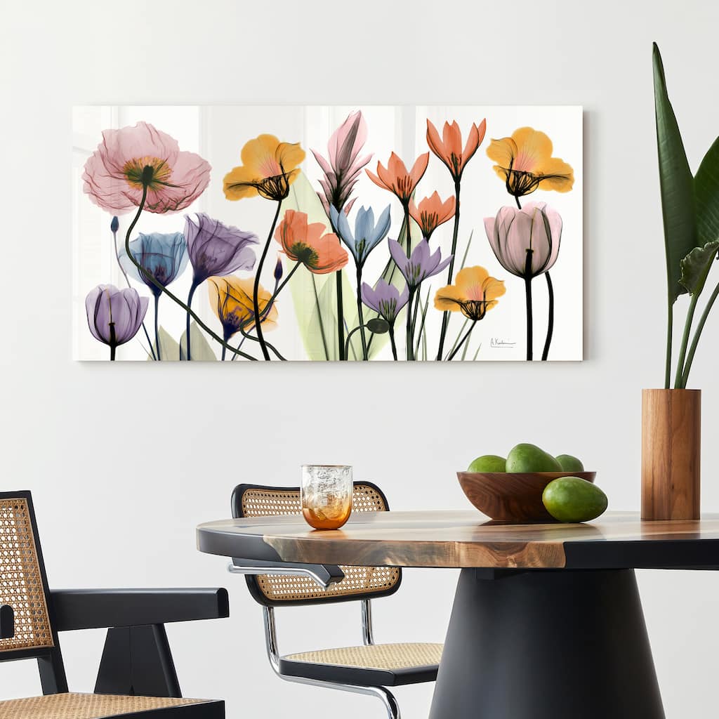 "Flowerscape Portrait" Frameless Free Floating Tempered Glass Panel Graphic Wall Art