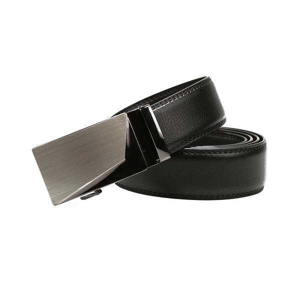 Shop Mens No Hole Automatic Buckle Ratchet Leather Belt 35mm Black - On Sale - Free Shipping On ...