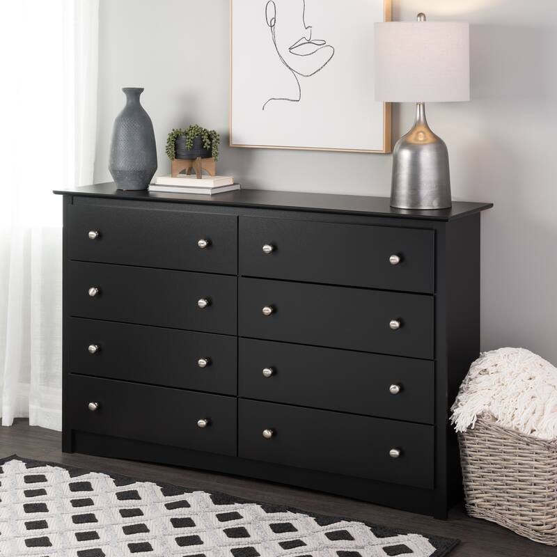 Prepac Sonoma 8 Drawer Double Dresser for Bedroom, Wide Chest of Drawers, Traditional Bedroom Furniture