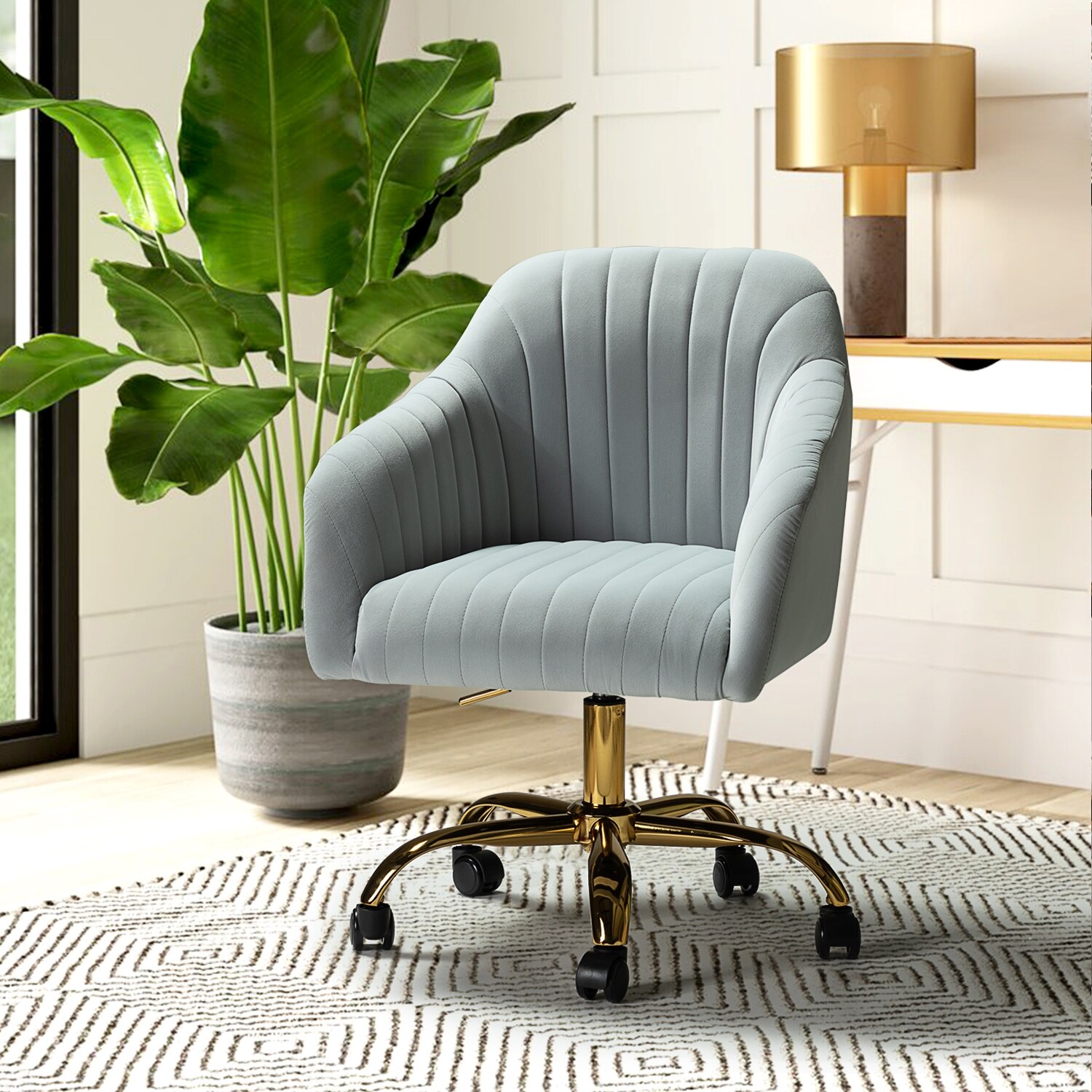 Modern Upholstered Adjustable Swivel Office Chair by HULALA HOME