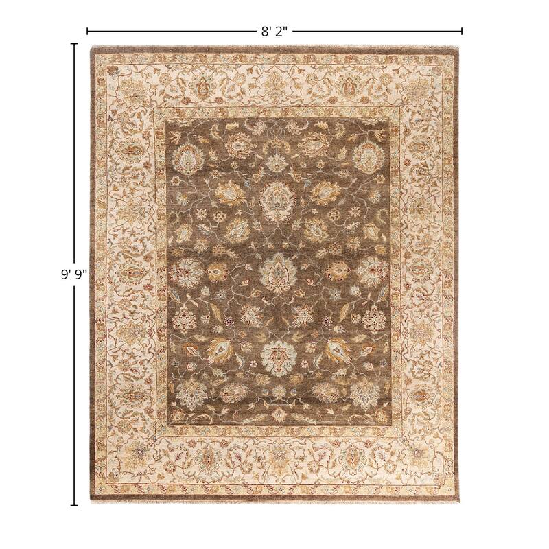 Oushak One-of-a-Kind Handmade Area Rug, Brown - 8' 2" x 9' 9"
