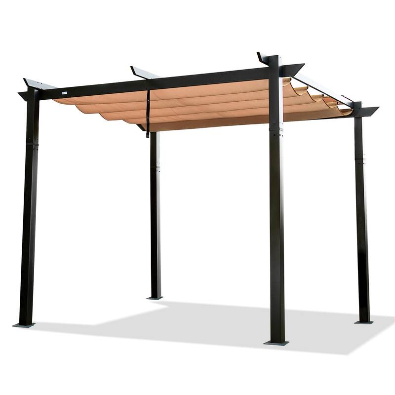 GDFStudio - Jonathan Miller Retractable Pergola with Weather-Resistant Canopy for Outdoor Living Spaces - 10 X 10 FT - Dark Gray