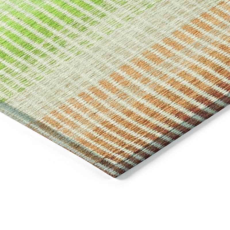 Machine Washable Indoor/ Outdoor Contemporary Stripes Chantille Rug