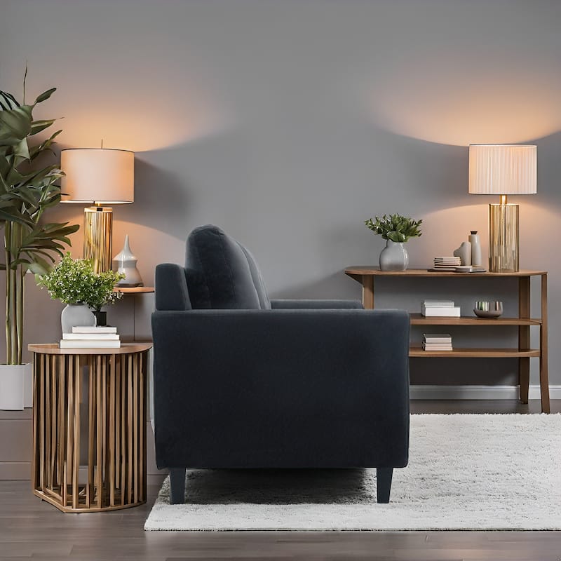 Stylish Sofa Combo: Chesterfield Sofa with Rolled Arms and Button Tufted Flared Arms Microfiber Couch for Small Spaces