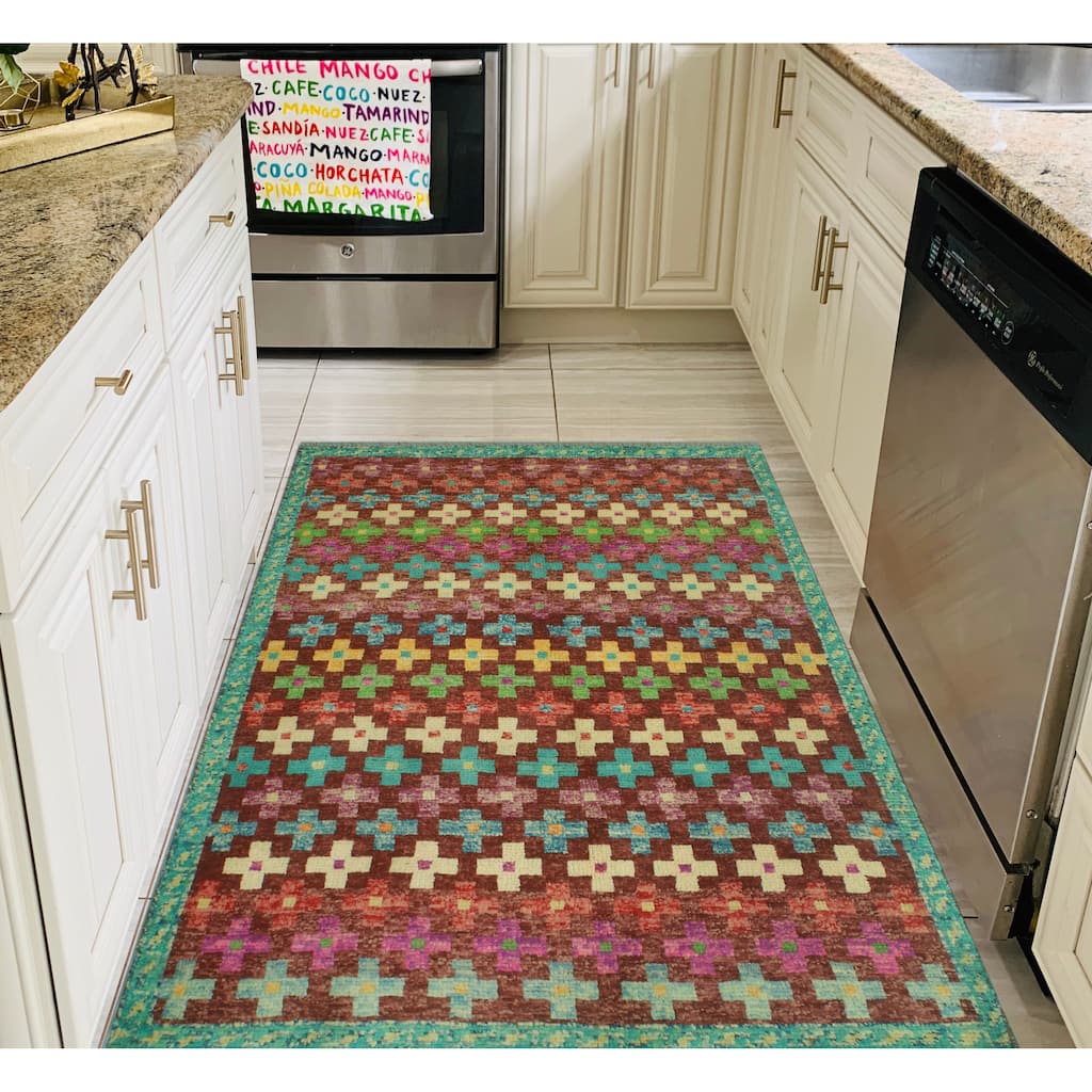 Balochi Jihan Burgundy/Ivory Rug - 3'3" x 4'10"