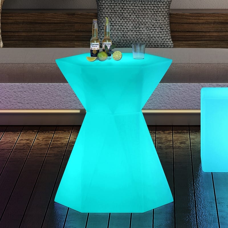Mixoy Changing Colors LED Cocktail Table with Slim Waist,Rechargeable Light Up Wine Table Cordless LED Cocktail Table for Party