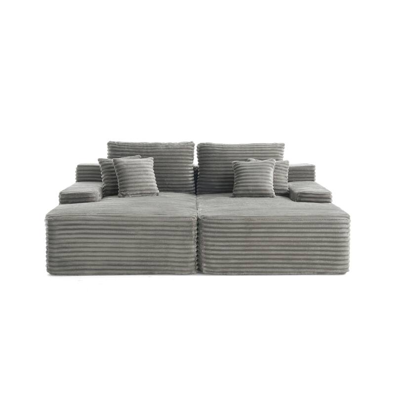 Upholstered Cloud Sectional Couch No Assembly Required L-Shape Chaise with Pillow