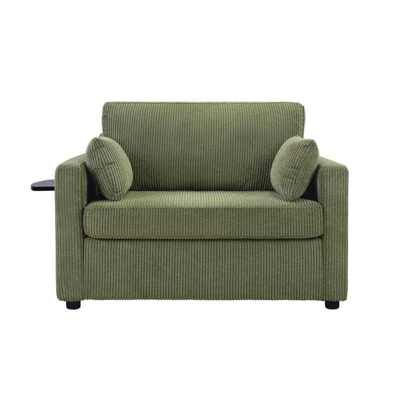 47.2" Twin Size Sleeper Sofa with Foldable Mattress, Side Pocket and 2 USB Ports for Living Room