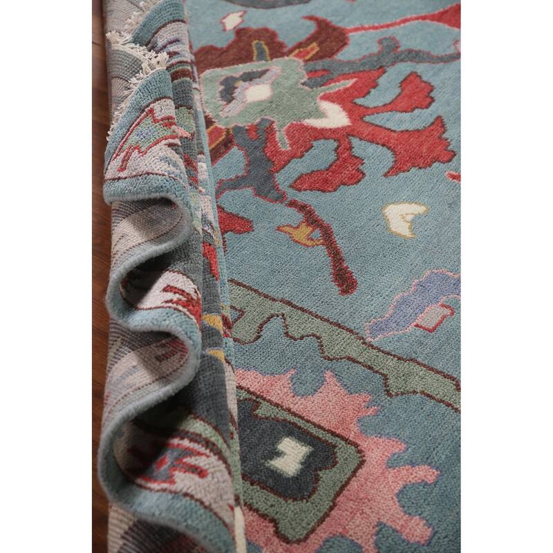 Blue Transitional Oushak Area Rug Handmade Wool Carpet - 9'3"x 11'10"
