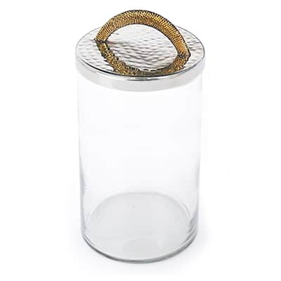 Glass Canister with Stainless Steel Lid and Gold Handle, 3 Sizes