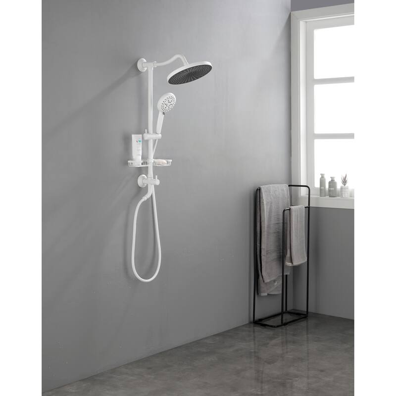 ShowerSpas Shower System, with 10" Rain Showerhead, 4-Function Hand Shower, Adjustable Slide Bar and Soap Dish