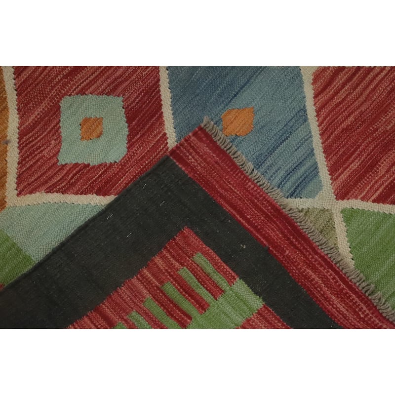 Hand Woven Southwestern Wool Multi-Colored Geometric Area Rug - 11' 9'' X 9' 0''