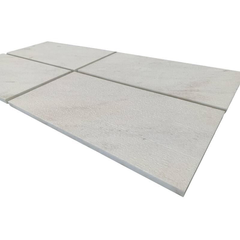 Roomfitters Natural Marble Wall Tile, FS Textured 3D Fluted Stone, Genuine Marble, 4-Piece Box, White