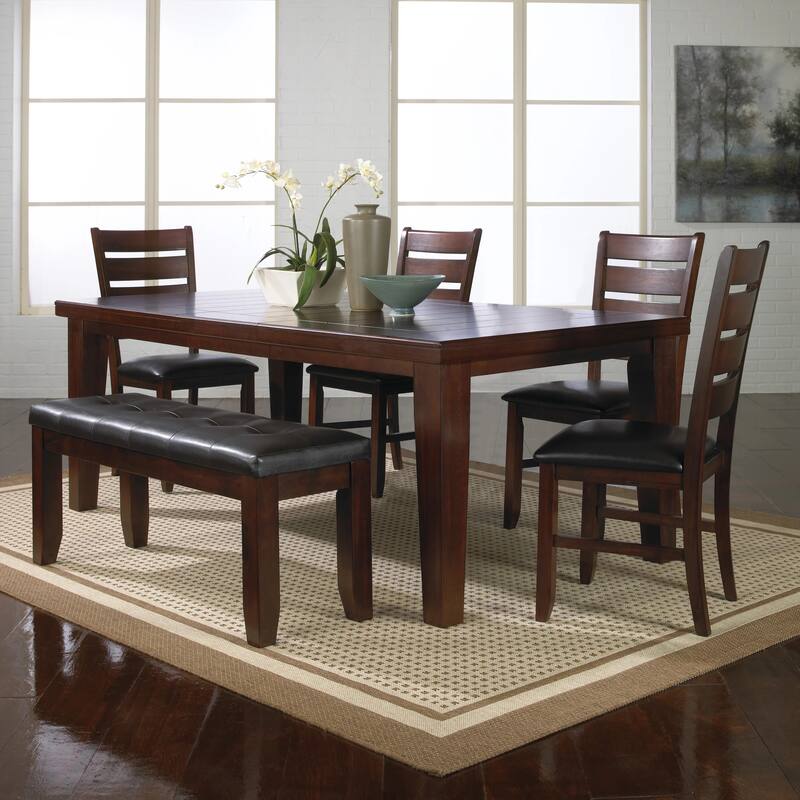 1pc Contemporary Style Dining Rectangular Table with18" Leaf Tapered Block Feet Finish Dining Room Solid Wood Wooden Fu