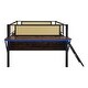 preview thumbnail 53 of 69, Metal Loft Bed with Rectangular Desk, LED lights, Storage Shelves and Hanging Storage Compartments, Safety Guard and Ladder