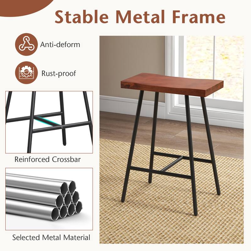 Gymax Saddle-Seat Bar Stool 2 Set Counter Height Bar Stools w/ Curved