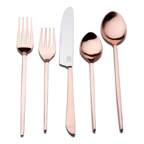 INOX Honey Copper Fairfax 20 Pc. Flatware Set (Serves 4) - 9" Dinner nife, 8.25" Dinner Fork, 8" Dinner Spoon