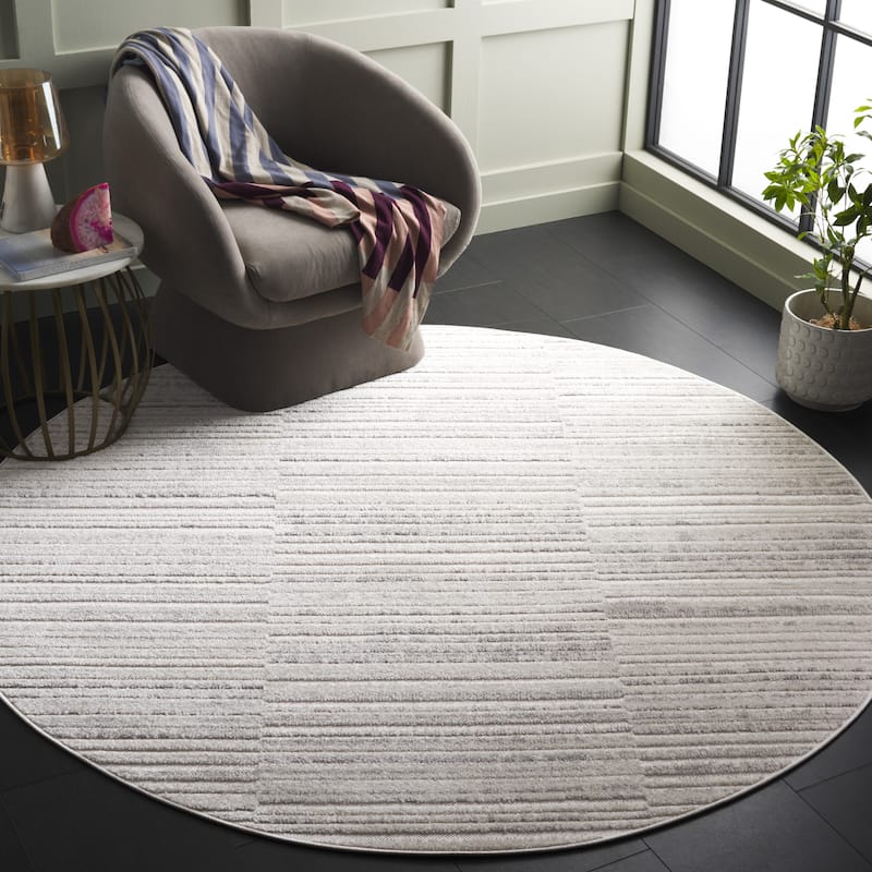 SAFAVIEH Stella Ontje Modern & Contemporary Rug - 6'7" Round - Ivory/Grey