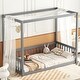 preview thumbnail 13 of 16, Twin Size Canopy Frame Floor Bed with Fence, Guardrails Grey