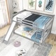 preview thumbnail 1 of 12, Floor Bunk Bed with Slide, Ladder Full Over Full Low Bunk Bed Gray