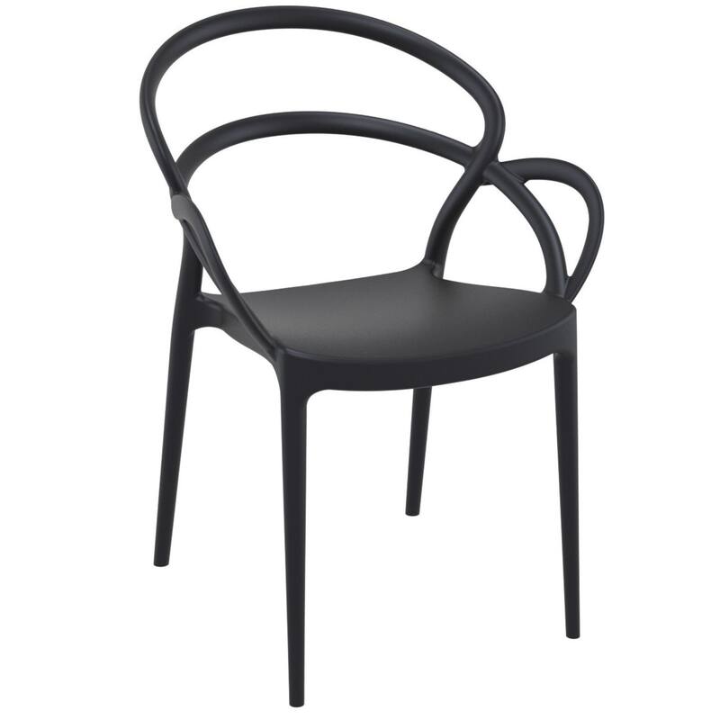 33" Black Outdoor Patio Round Dining Arm Chair