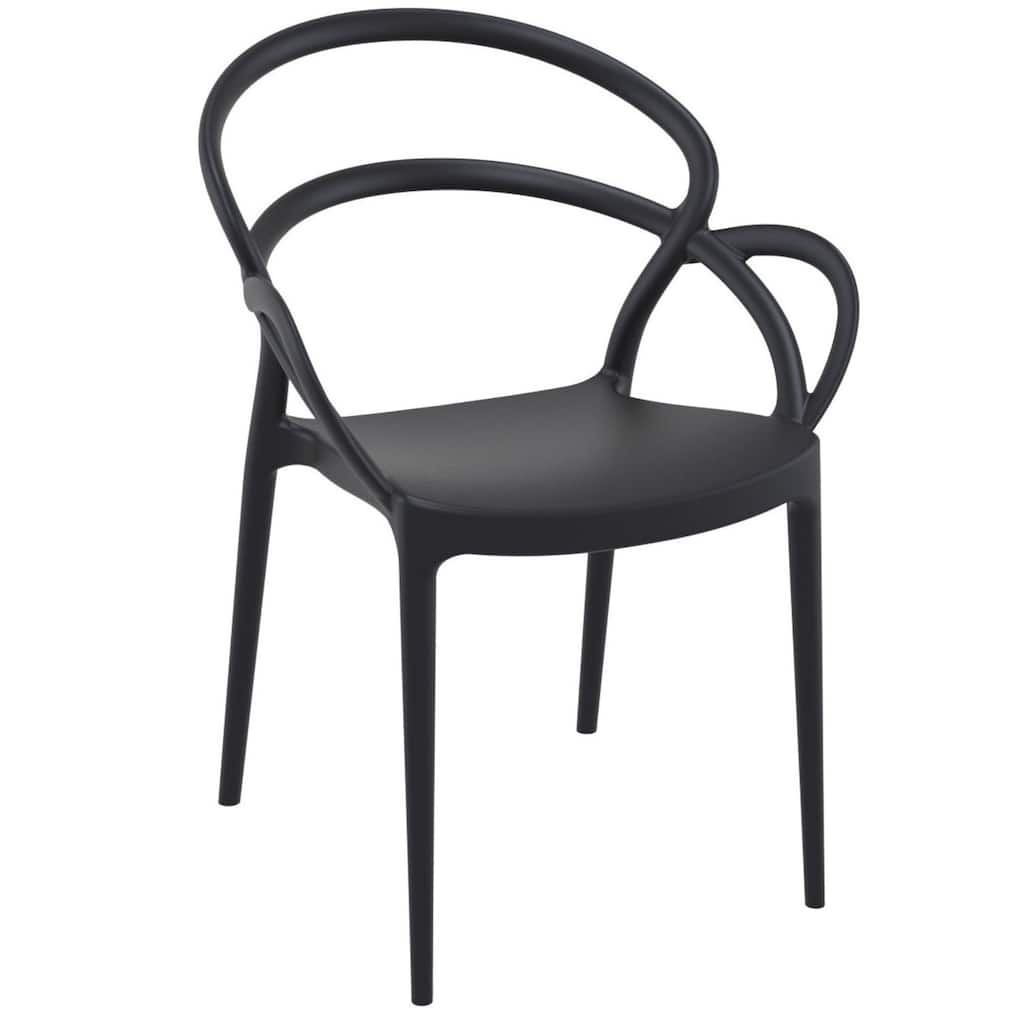 33" Black Outdoor Patio Round Dining Arm Chair