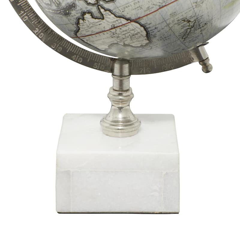 Marble World Map Globe with Marble Base - White - Roche River Decor