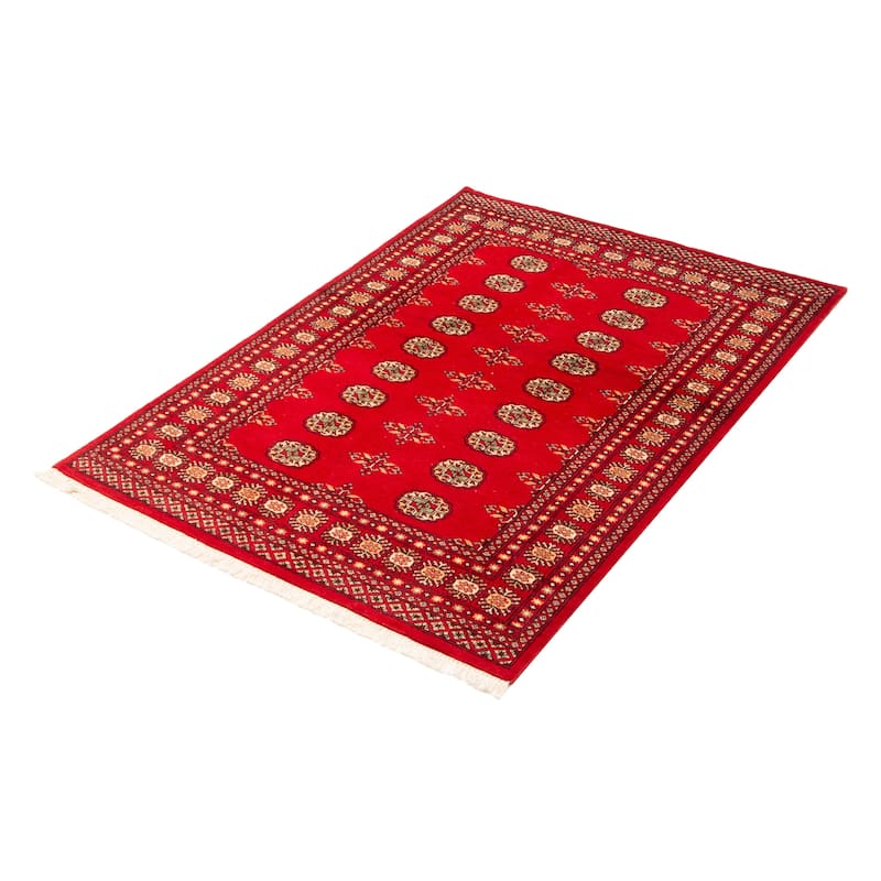 ECARPETGALLERY Hand-knotted Peshawar Bokhara Red Wool Rug - 4'7 x 6'8