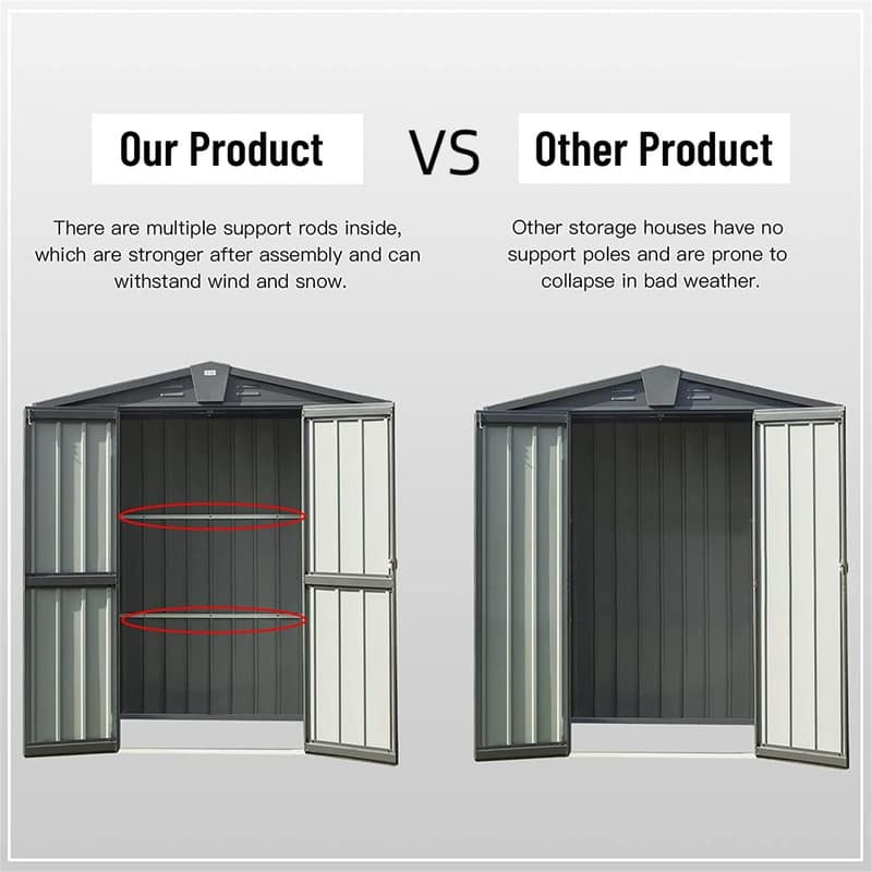 Outdoor Storage Shed 6.5'x 4.2' Galvanized Steel Garden Sheds for Bike - 6.5'x 4.2'