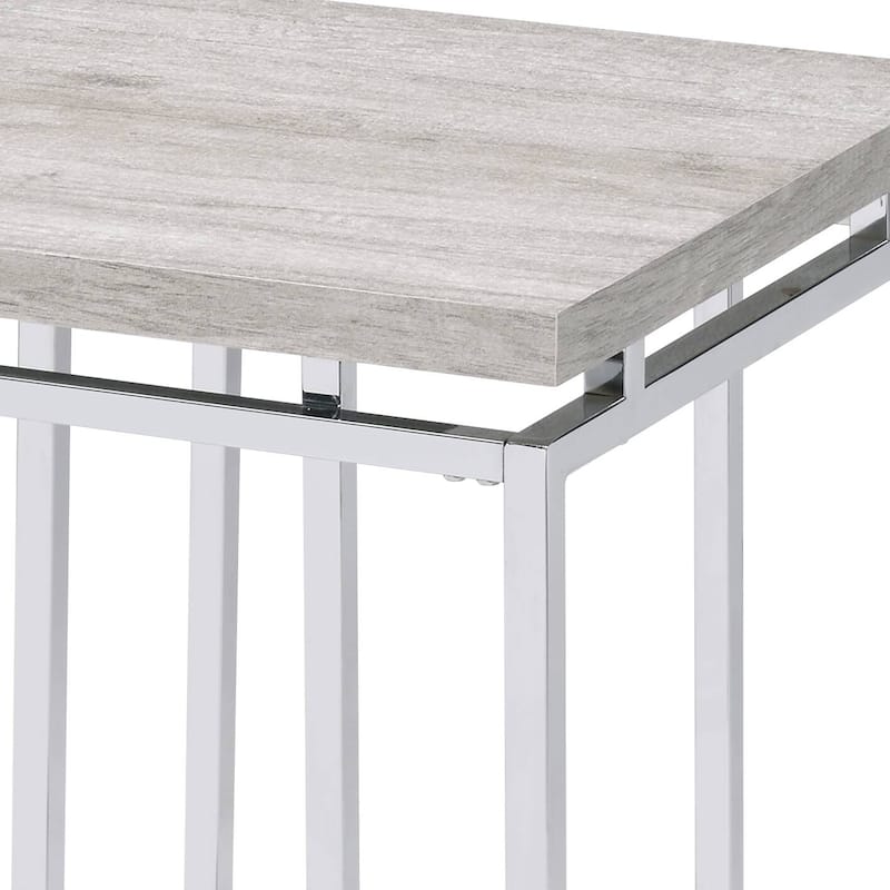 Chafik Natural Oak & Chrome Finish End Table