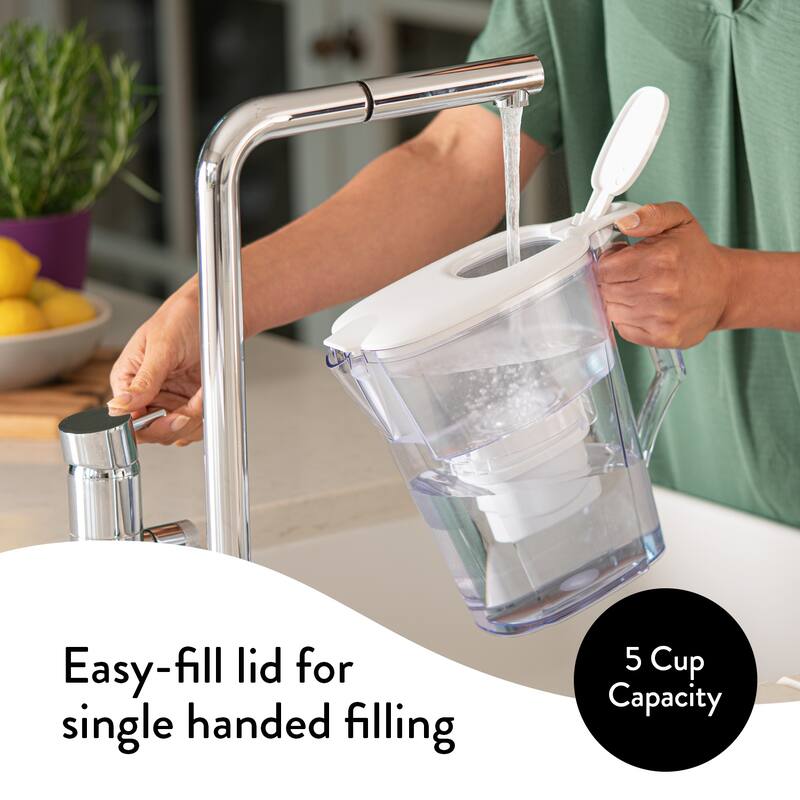 Aqua Optima Water Filter Pitcher with 1 Evolve+ Filter, Liscia Design, White