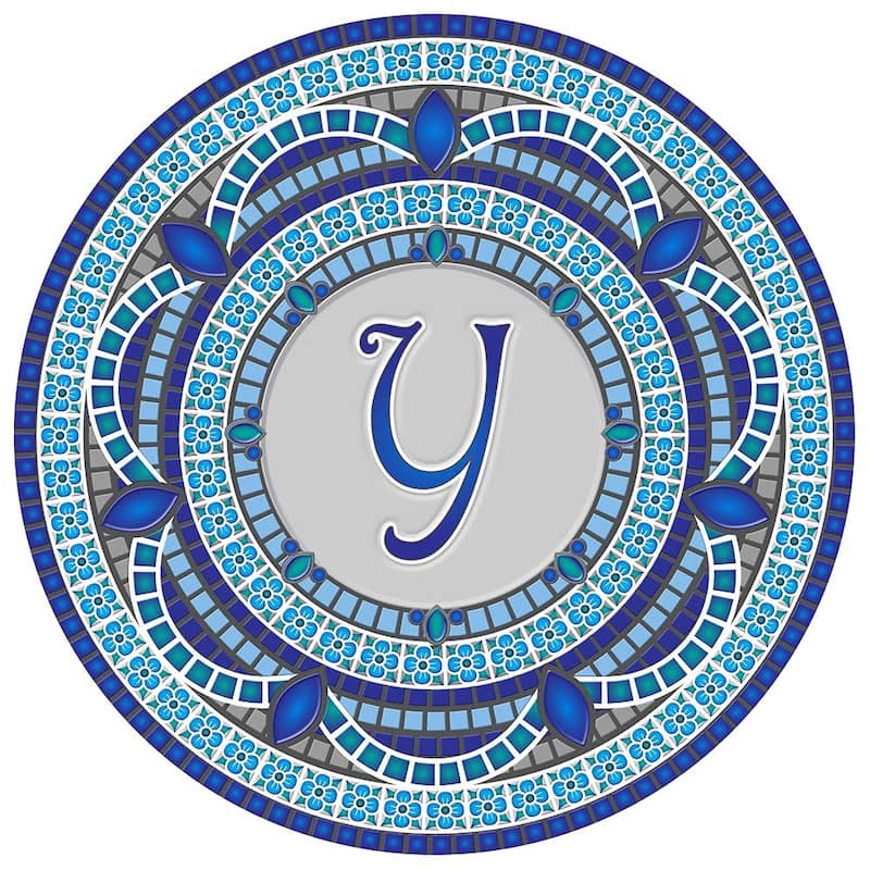 Custom Monogram Decorative Poolmat #1 - Mosaic Pool Art - 29" in Diameter - Letter "Y"