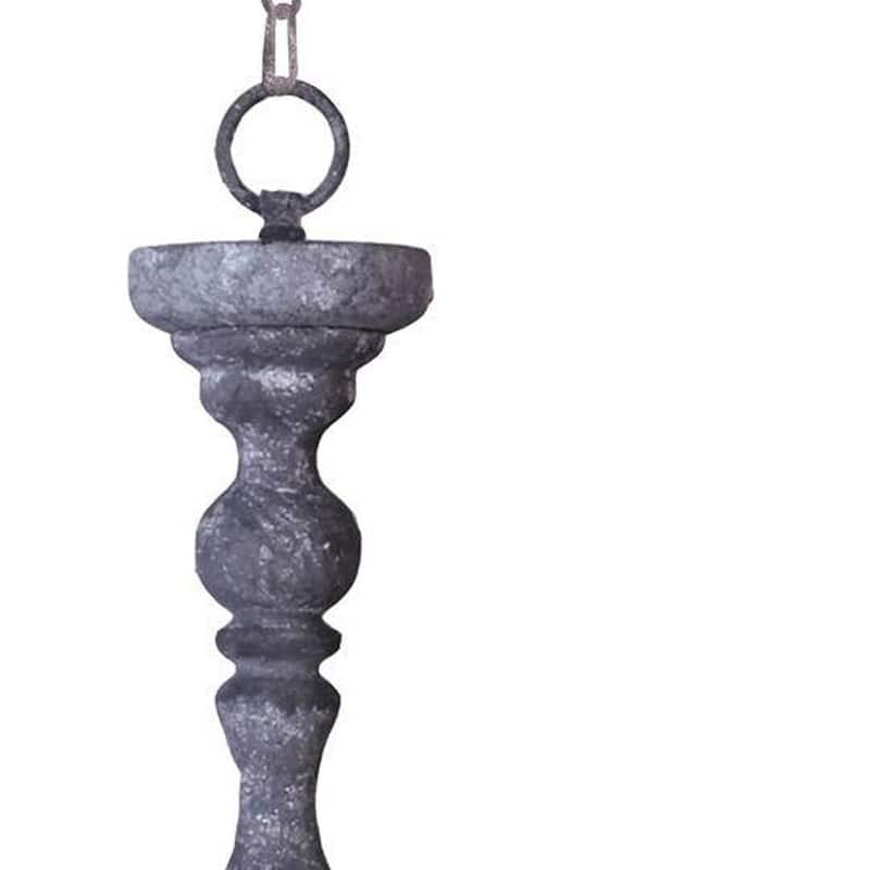 HomeRoots Gray Drum Distressed Galvanized Metal Dimmable Chandelier With Natural Shade - 26.00' X '16.00' X '26.00