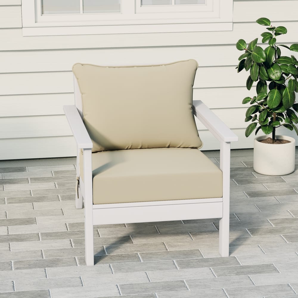 Birchwood All Weather HDPE Outdoor Patio Deep Seating White Club Chair With Cushions (1-Piece)
