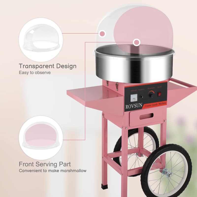 980W Commercial Cotton Candy Machine with cart