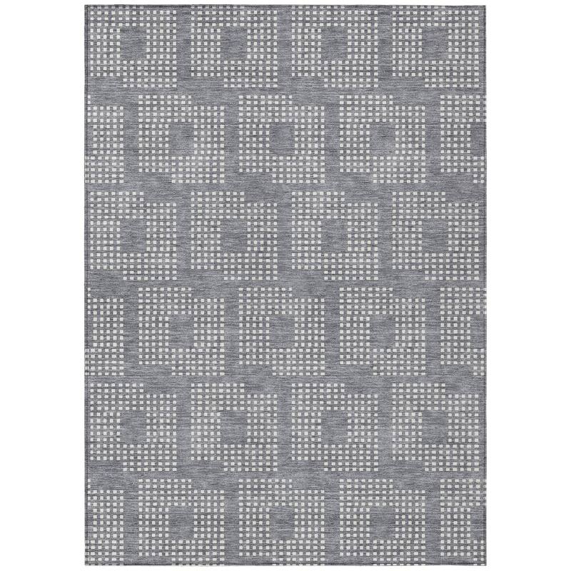 Machine Washable Indoor/ Outdoor Chantille Modern Houndstooth Rug