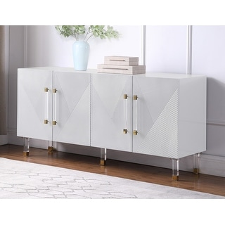 Best Master Furniture  65 Inch Lacquer Contemporary 4 Door Sideboard Cabinet (White)