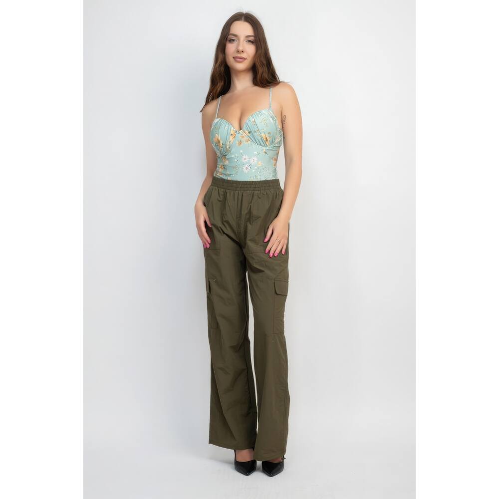 Nylon High-rise Cargo Parachute Pants