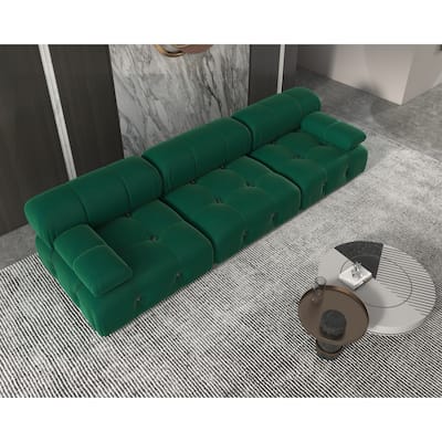 Velvet Sectional Sofa Reversible Modular Couch, Green