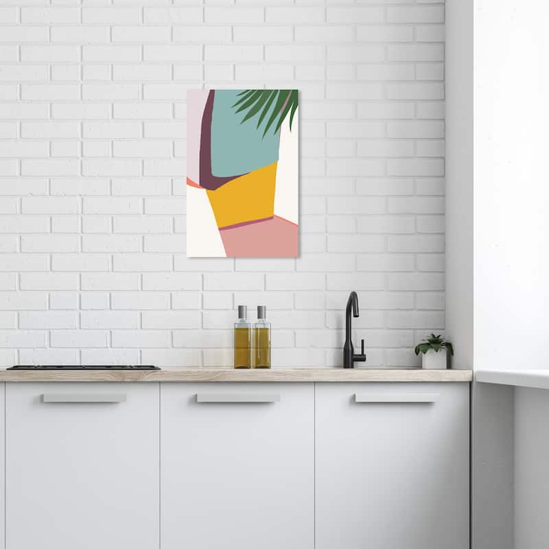 Wynwood Studio Canvas Abstract Plant in my Terrace Blue and Light Blue Modern & Contemporary Wall Art Canvas Print - 24 x 16