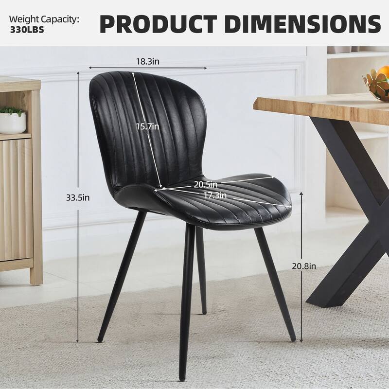 Modern Leather Upholstered Dining Chairs (Set of 2)