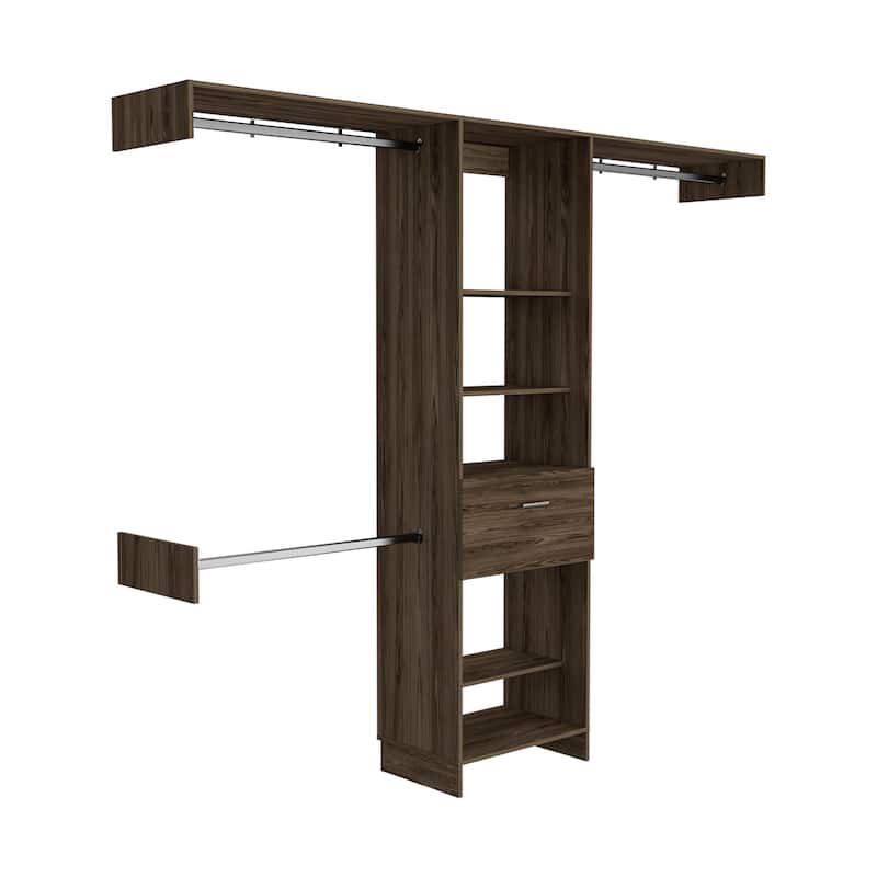 Closet System for Living Room ,Apartment, Bedroom, Dark Walnut