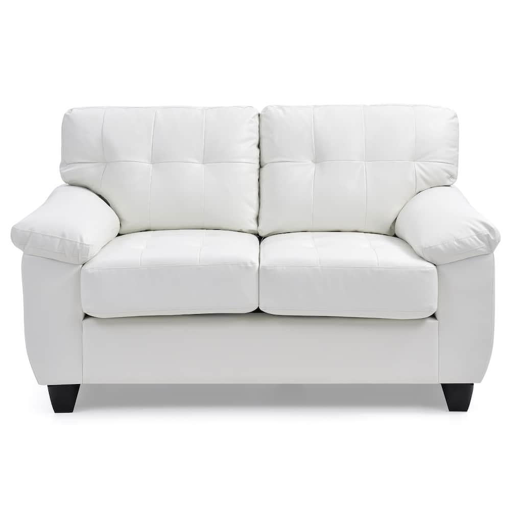 Flared Arm Faux Leather Tufted Straight Sofa - 57" - White