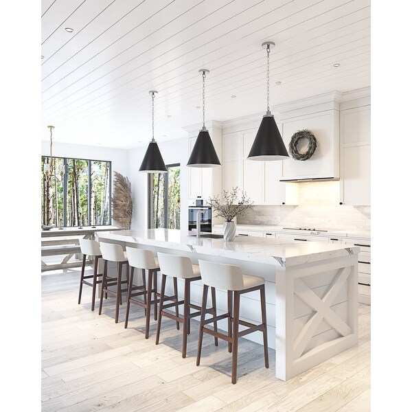 Modern Brushed Nickel 1 Light Single Cone Metal Hanging Lamp for Kitchen Island On Sale Bed Bath Beyond 37970424