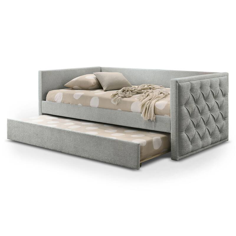 Furniture of America Kota Twin Upholstered Tufted Daybed with Trundle