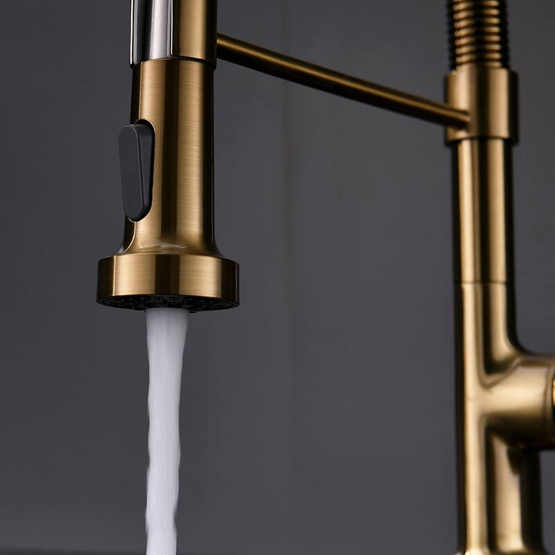 Pull Down Sprayer Kitchen Sink Faucet with LED Light - 8''W x 16.1''H