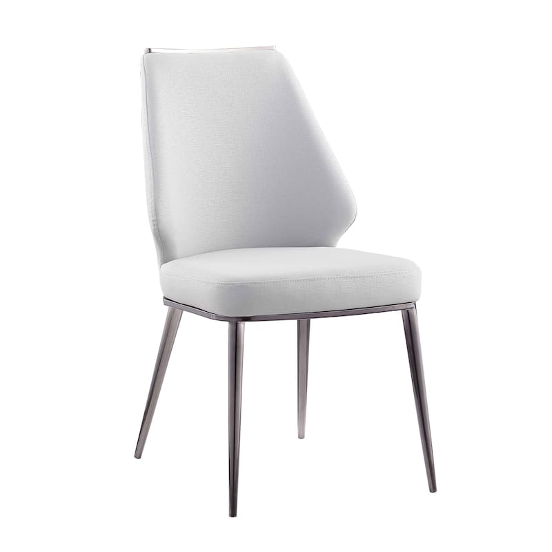 Somette Tate Gray Faux Leather Curved Back Side Chair, Set of 2