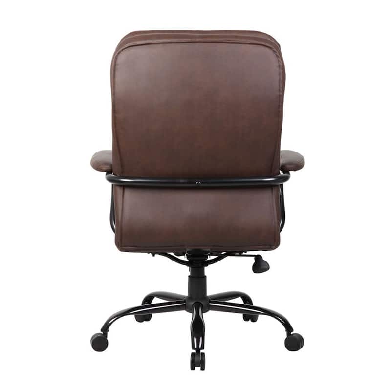 Ava Rolling Oversized Office Chair, Swivel, Brown Faux Leather, 400lbs