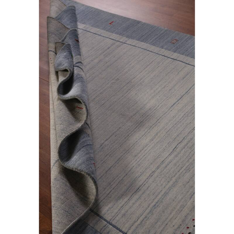 Gabbeh Indian Area Rug Hand-Knotted Tribal Beige Wool Carpet - 5'5" x 7'7"