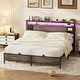 preview thumbnail 31 of 75, Bed Frame with Charging Station and RGB LED Lights, Sturdy Platform Bed with Storage Headboard,